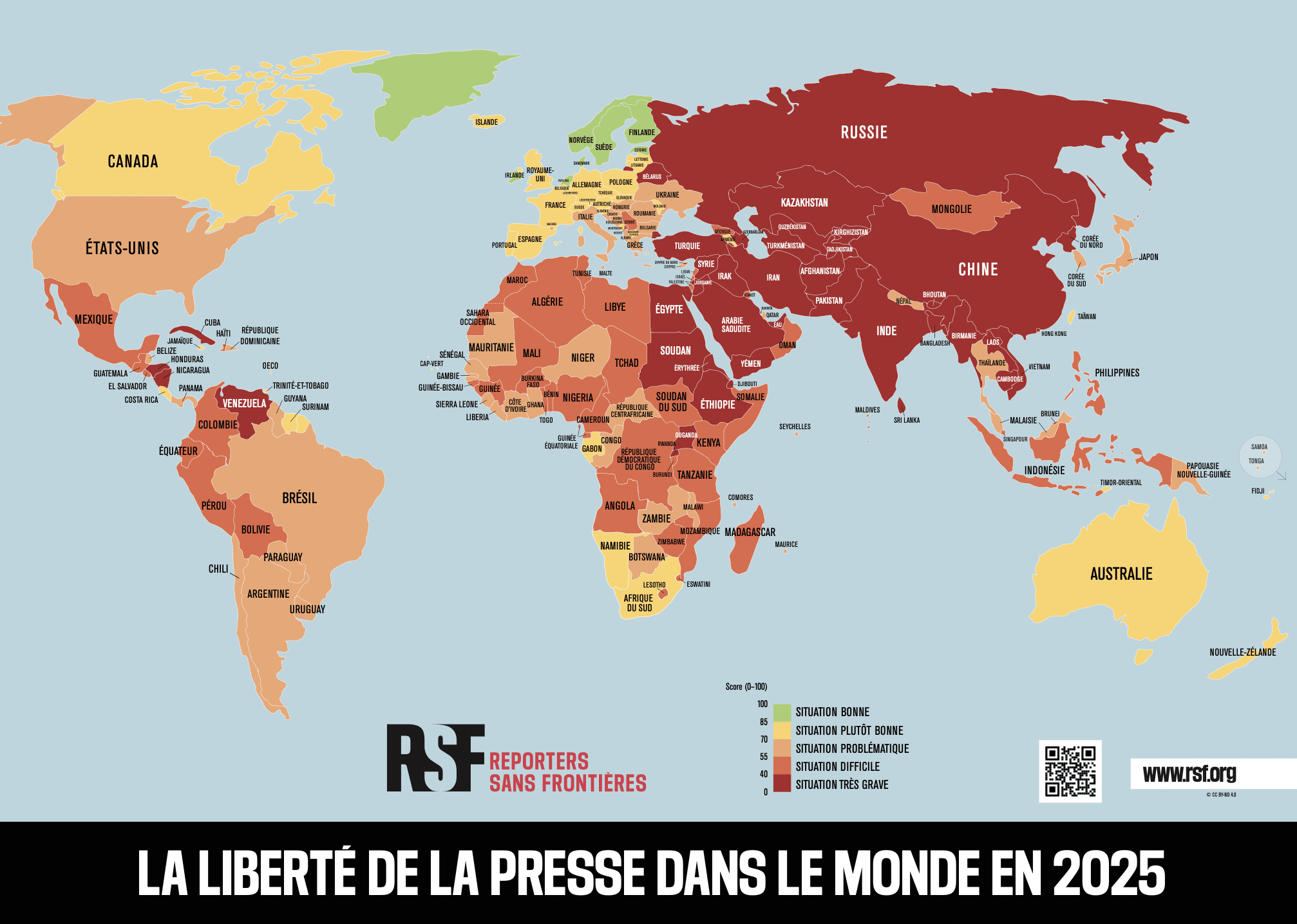 Carte de la liberté de la presse 2025