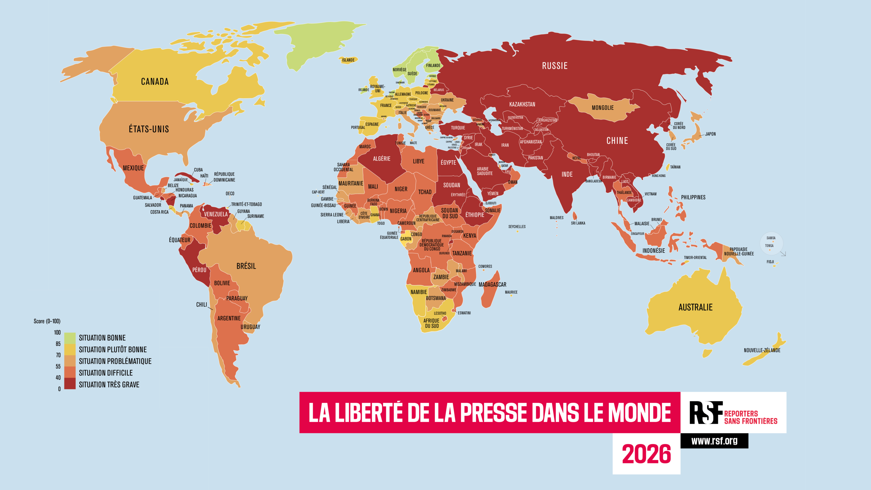 Carte de la liberté de la presse 2026